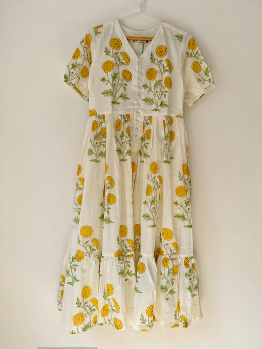 Yellow Peony Dress - S