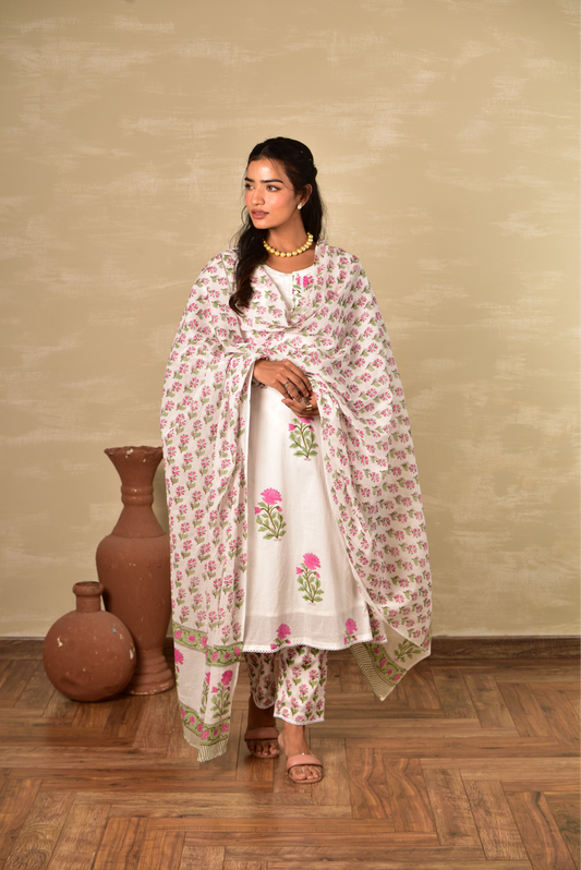 Anjuman Kurta with Pants and Dupatta - Set of 3