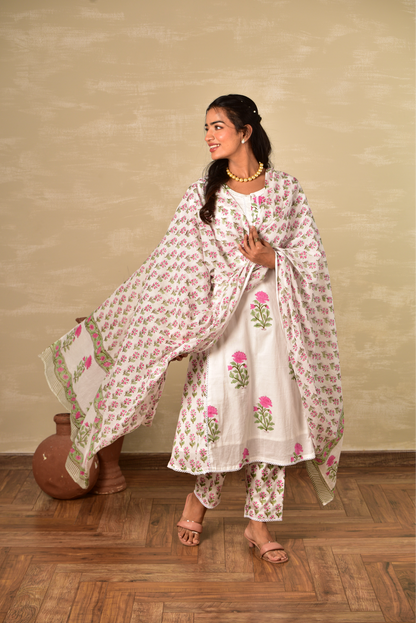 Anjuman Kurta with Pants and Dupatta - Set of 3