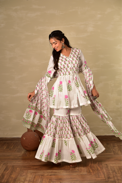 Anjuman Kurta with Gharara and Dupatta - Set of 3