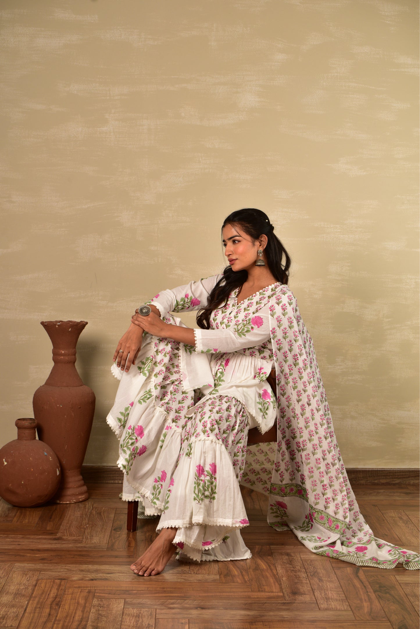 Anjuman Kurta with Gharara and Dupatta - Set of 3