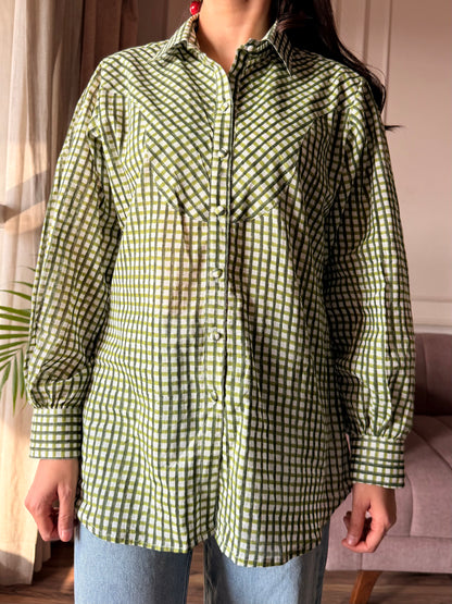 Olive Green Gingham Shirt