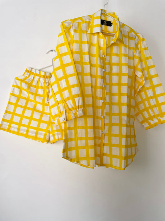 Yellow Gingham Shorts Co-ord Set