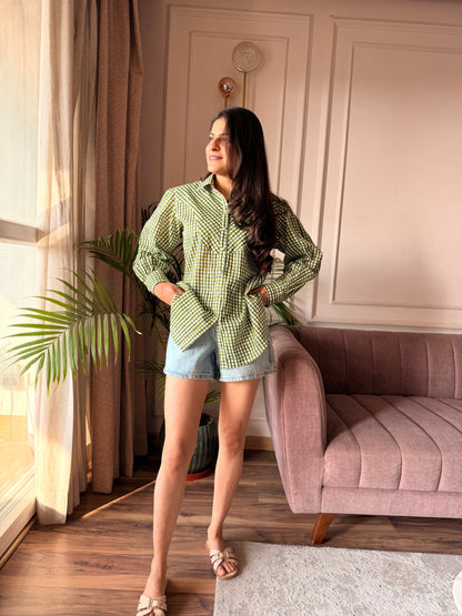 Olive Green Gingham Shirt
