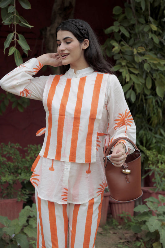 Coral Palm Waistcoat Co-ord Set