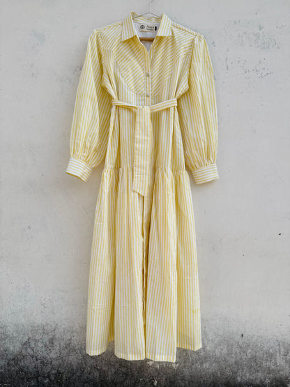 Citrus Breeze Stripe Shirt Dress