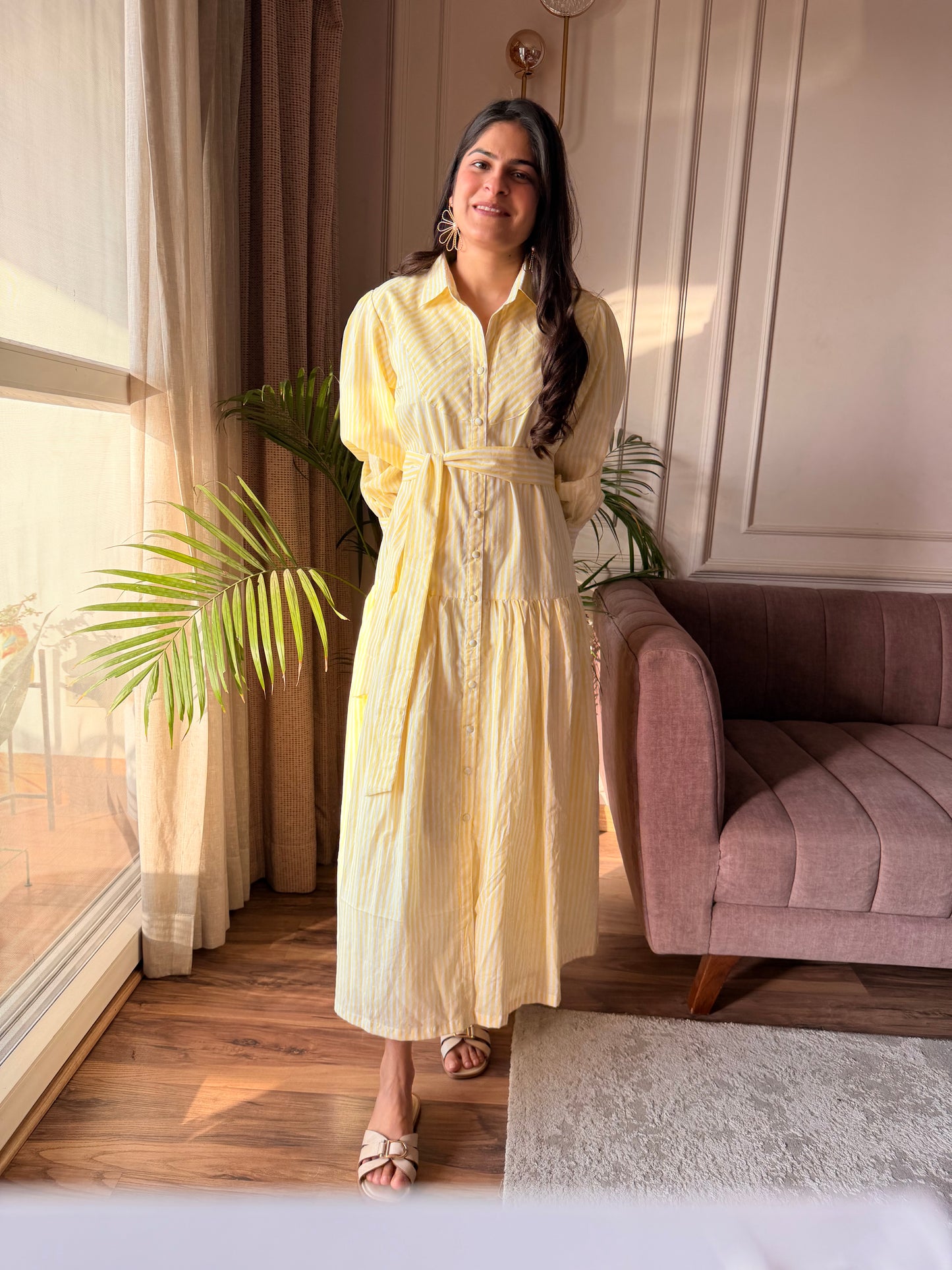 Citrus Breeze Stripe Shirt Dress