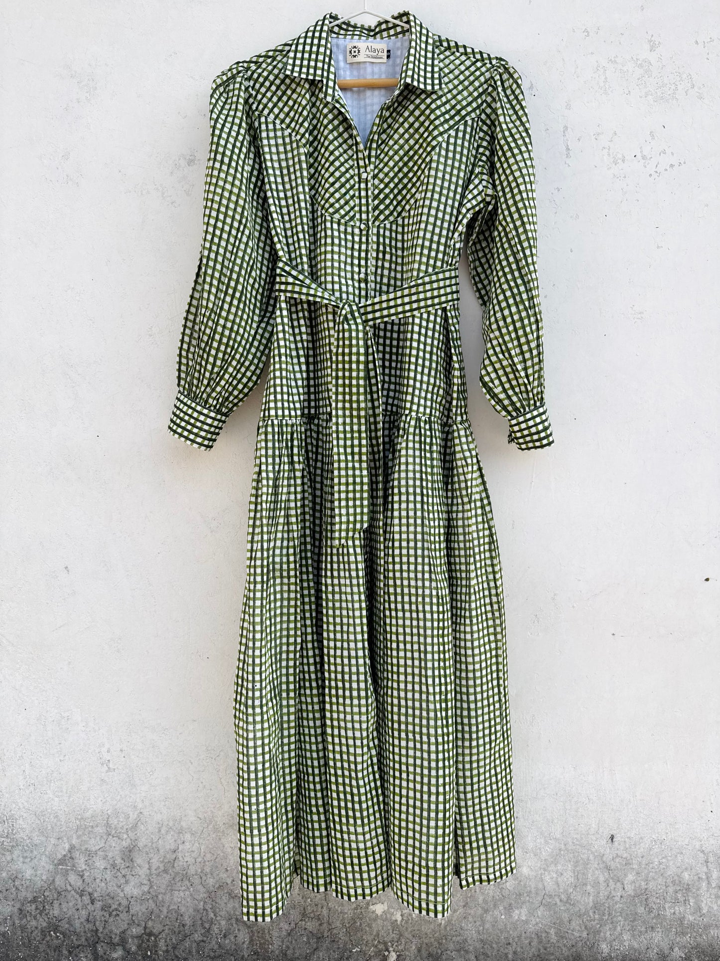 Olive Check Mulmul Dress