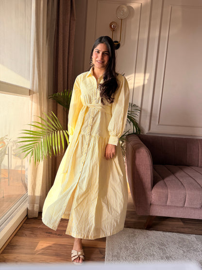 Citrus Breeze Stripe Shirt Dress