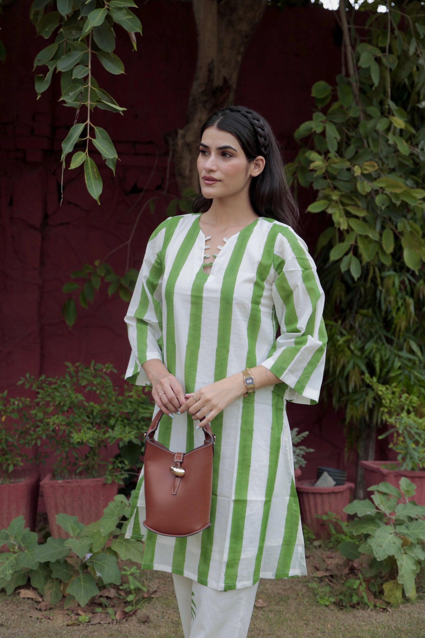 Green Palm Kurta Set