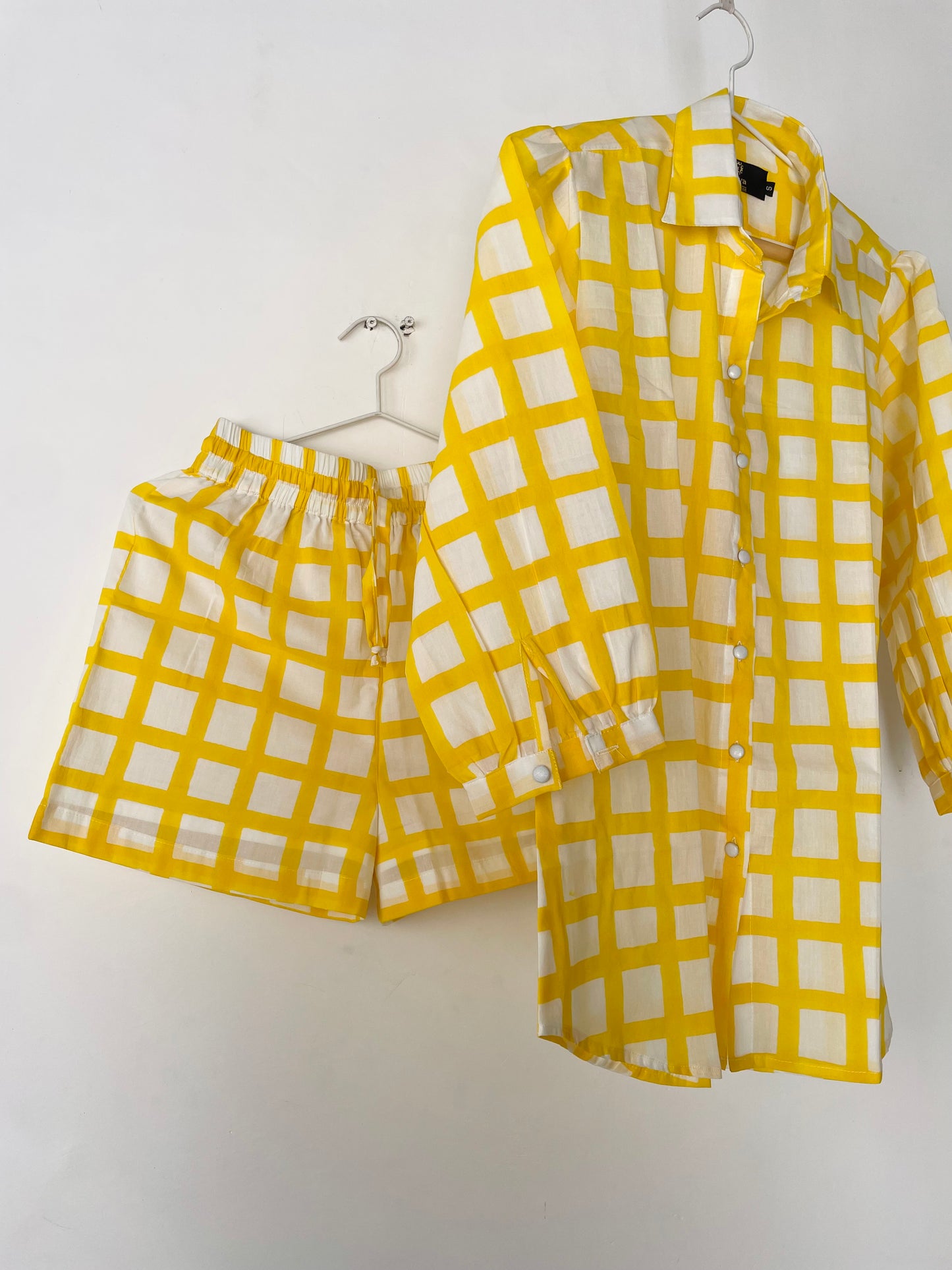 Yellow Gingham Shorts Co-ord Set