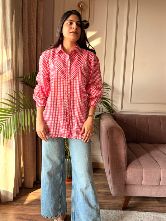 Rose Pink Gingham Shirt