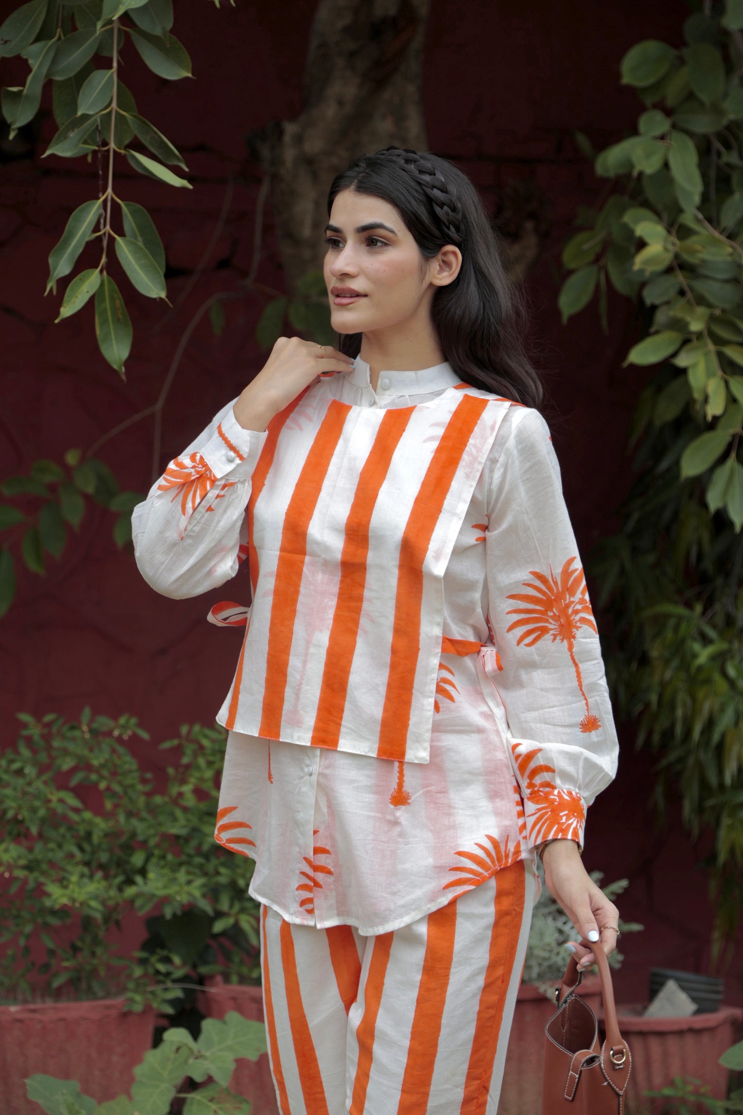 Coral Palm Waistcoat Co-ord Set