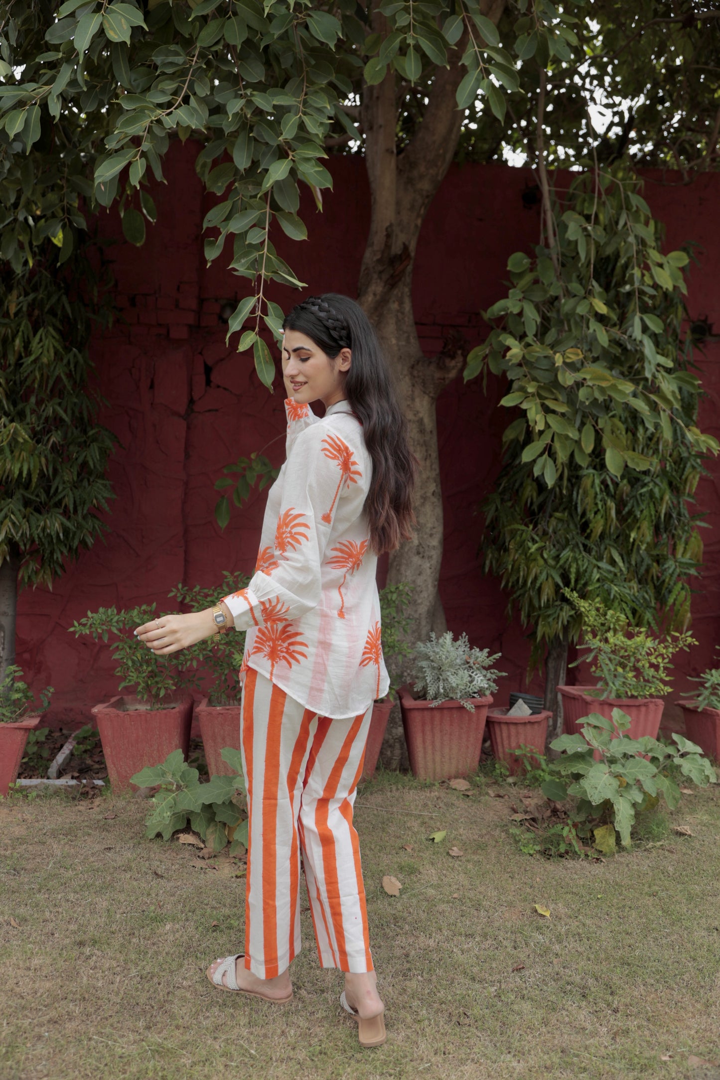 Coral Palm Waistcoat Co-ord Set