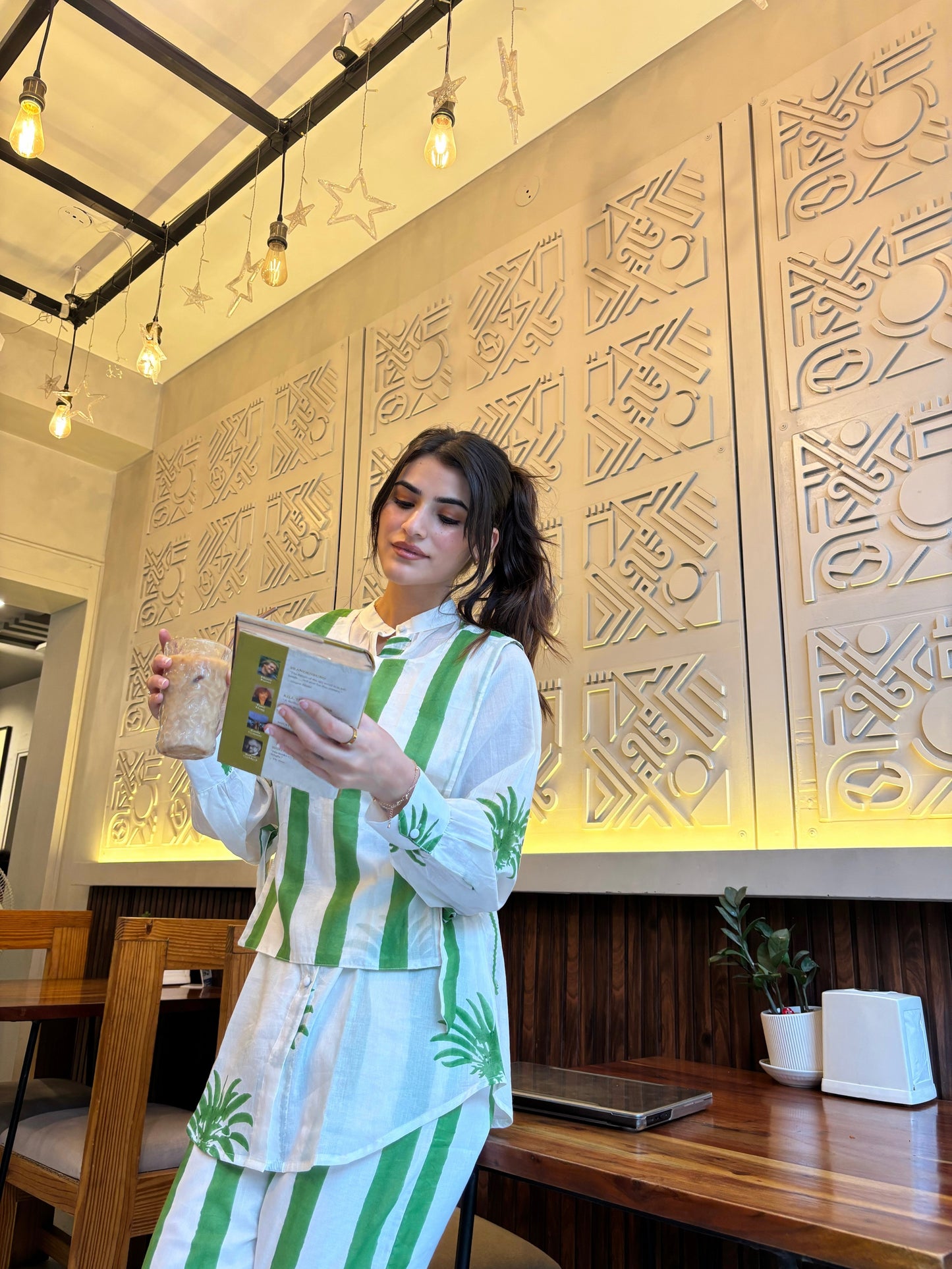 Green Palm Waistcoat Set