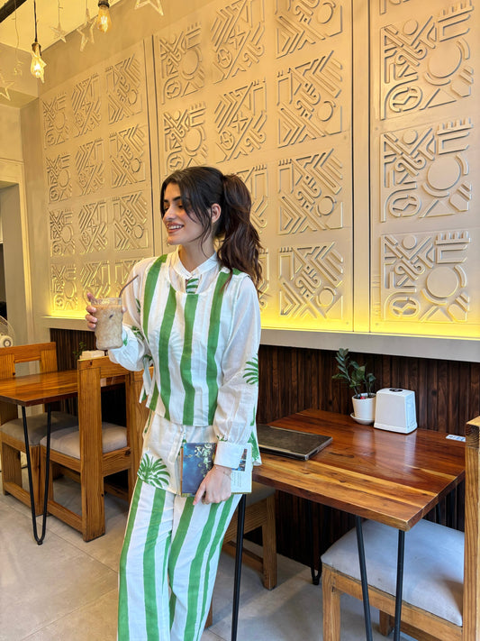 Green Palm Waistcoat Set