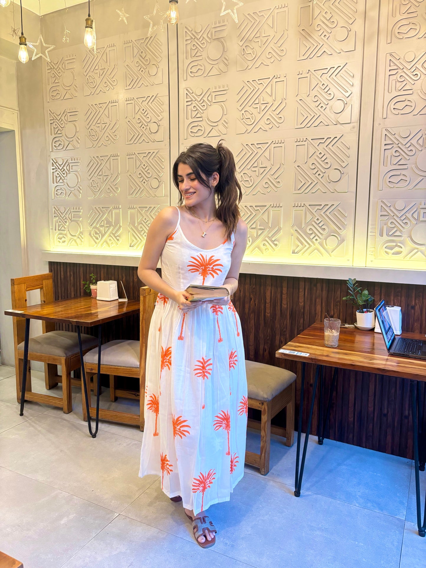 Coral Palm Dress