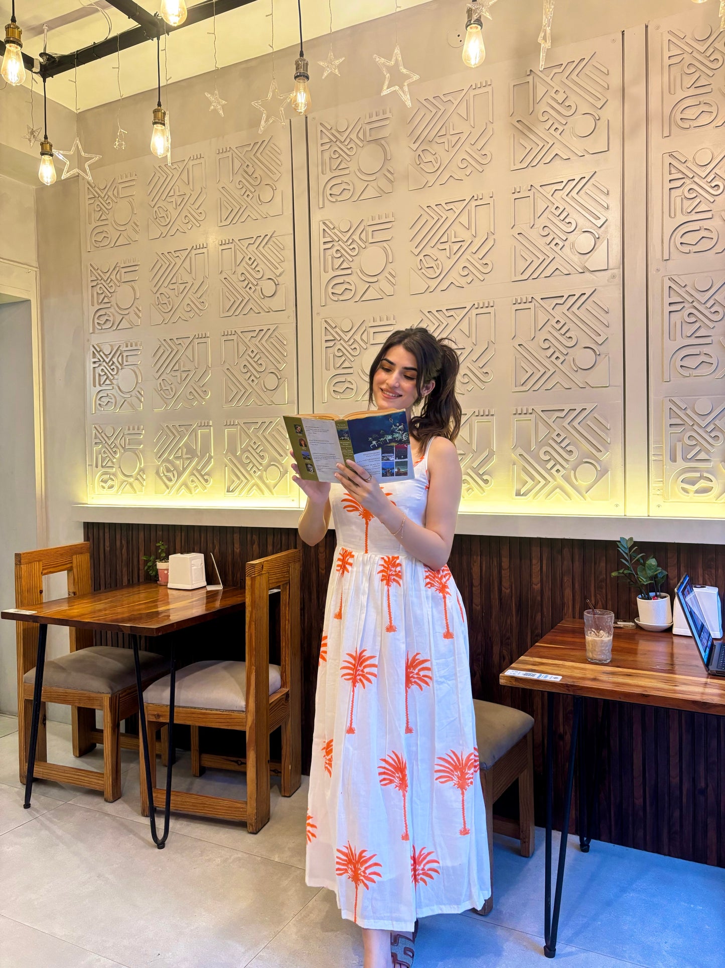 Coral Palm Dress