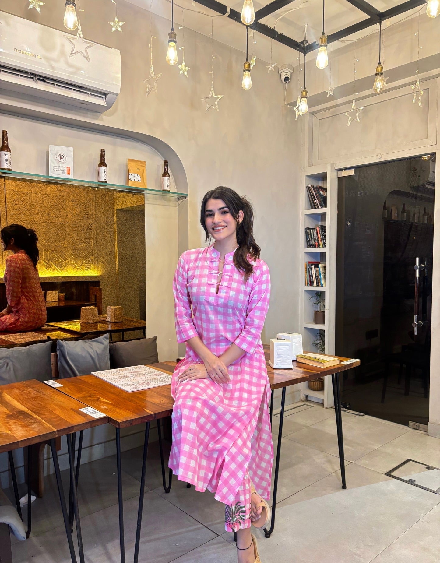 Rose Gingham Kurta Set