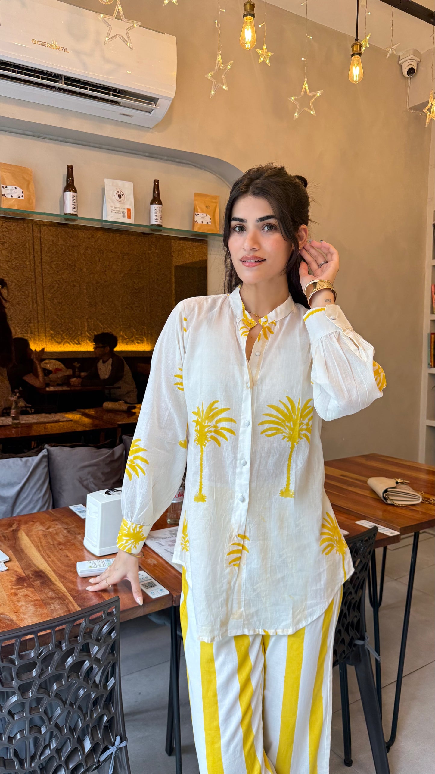 Yellow Palm Waistcoat Set