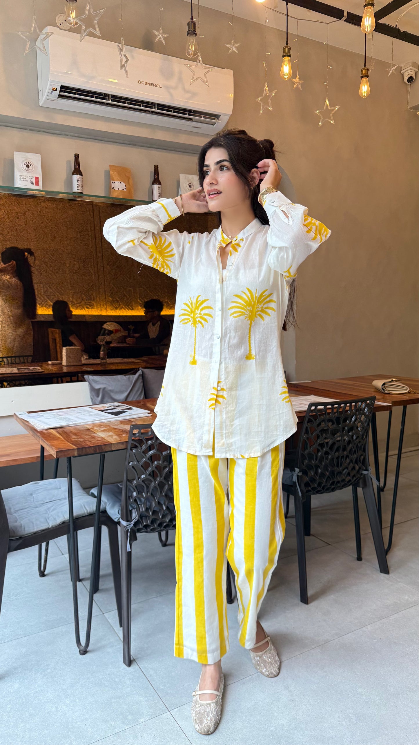 Yellow Palm Waistcoat Set