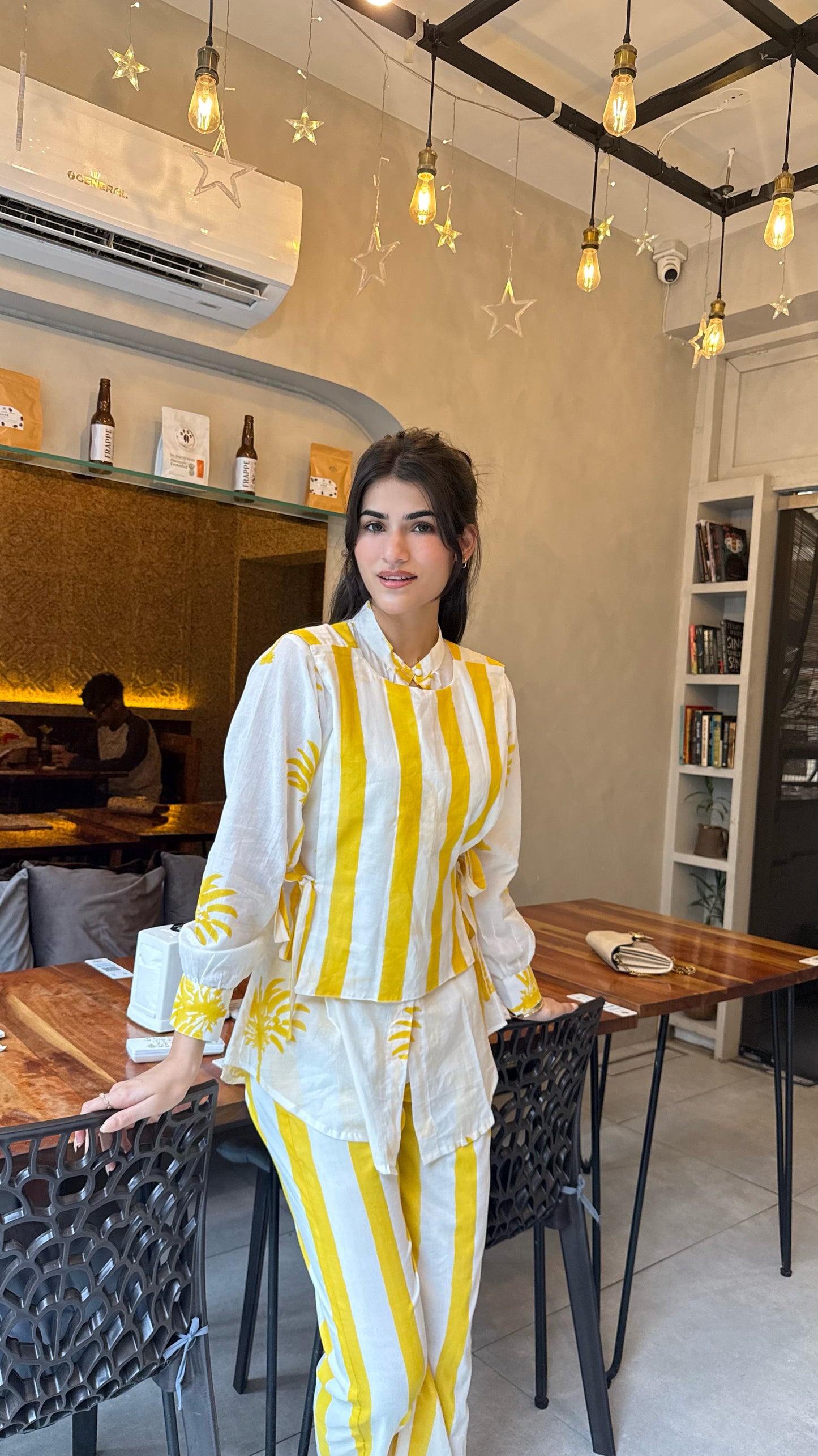 Yellow Palm Waistcoat Set