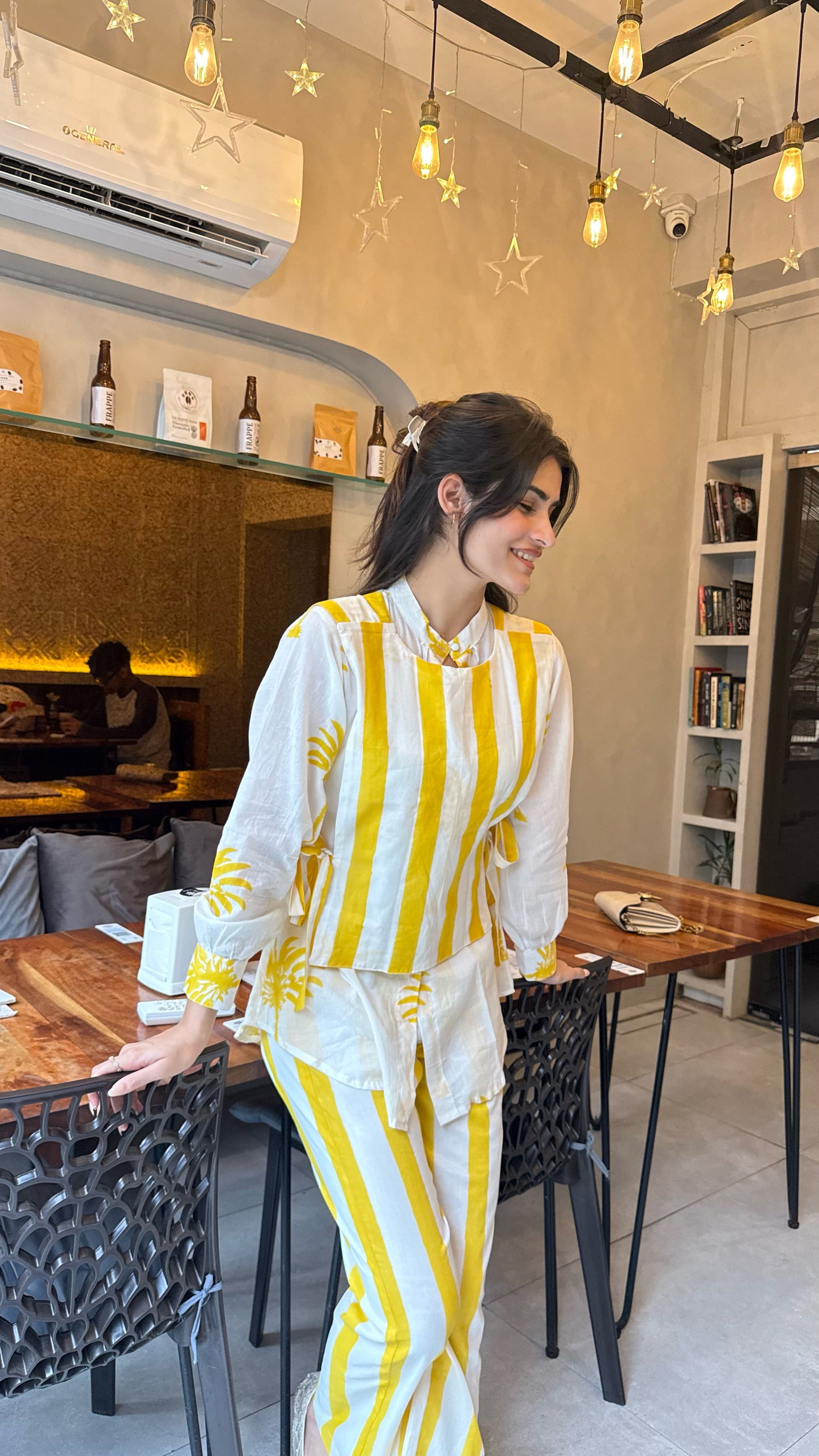 Yellow Palm Waistcoat Set