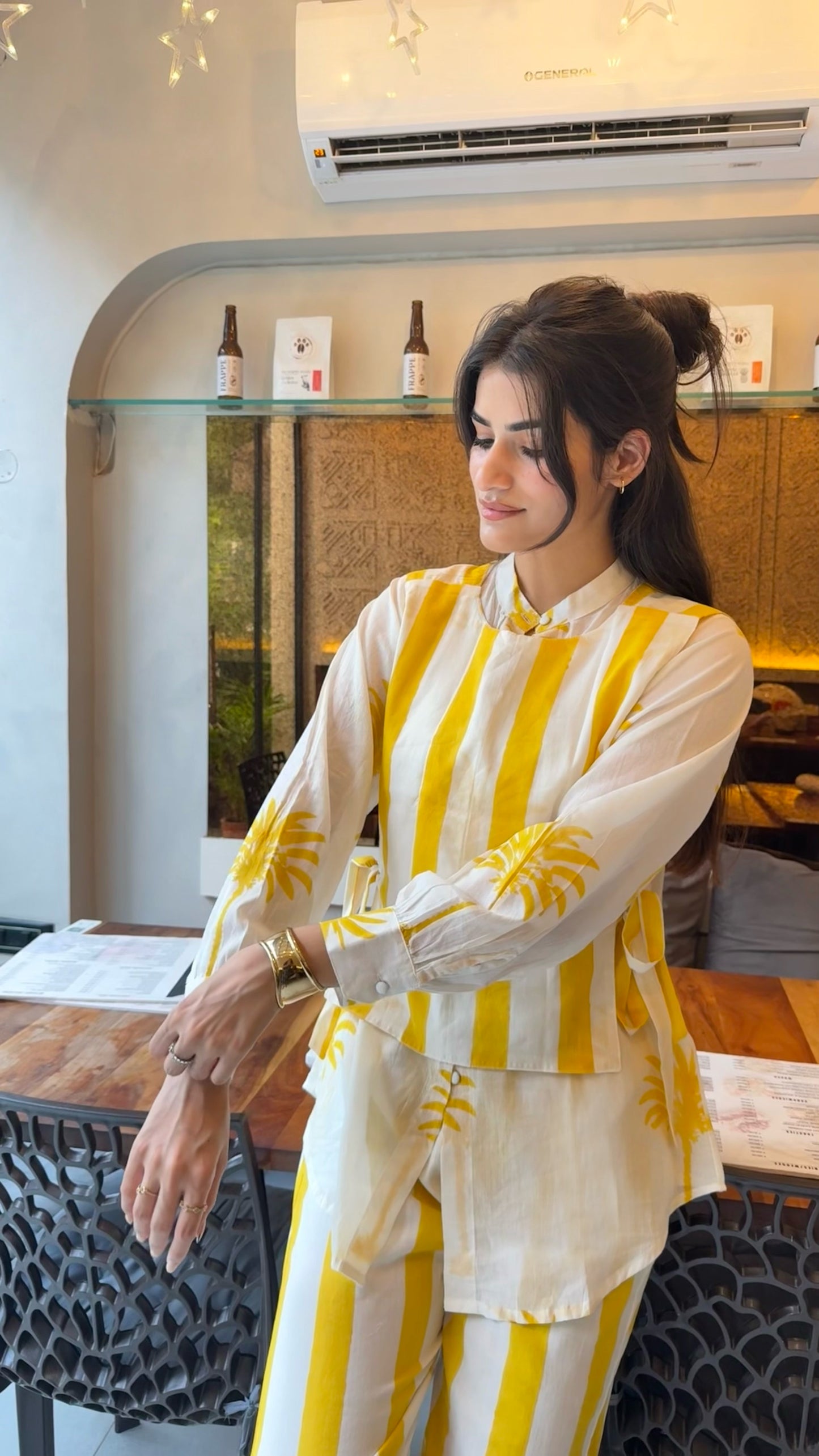 Yellow Palm Waistcoat Set