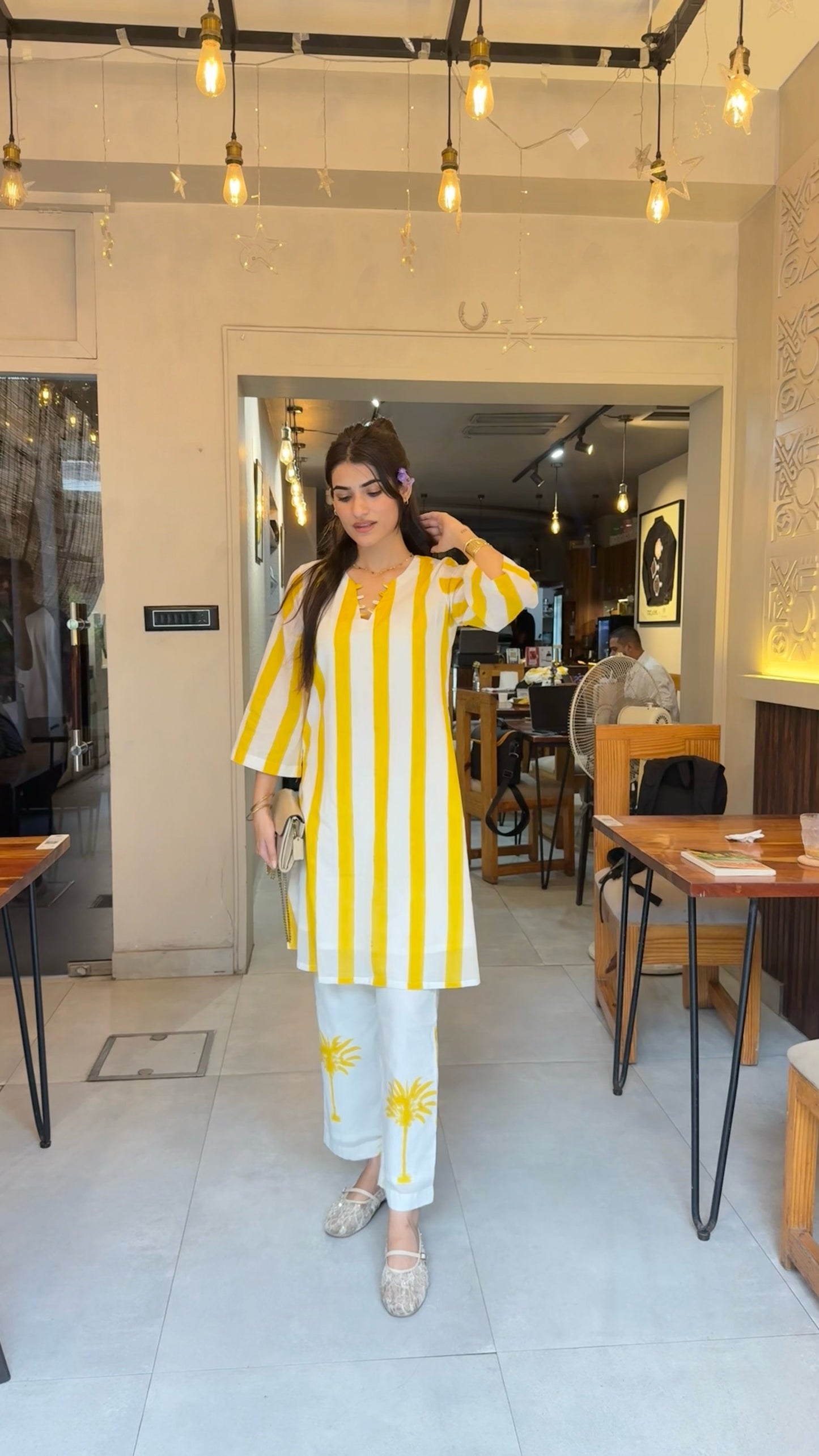 Yellow Palm Kurta Set
