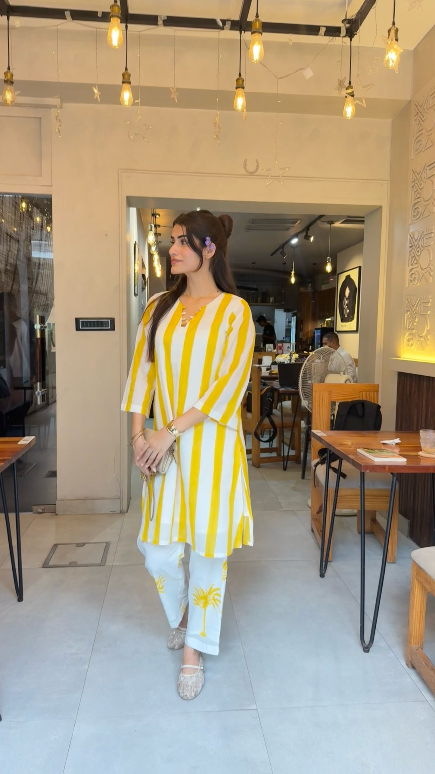 Yellow Palm Kurta Set
