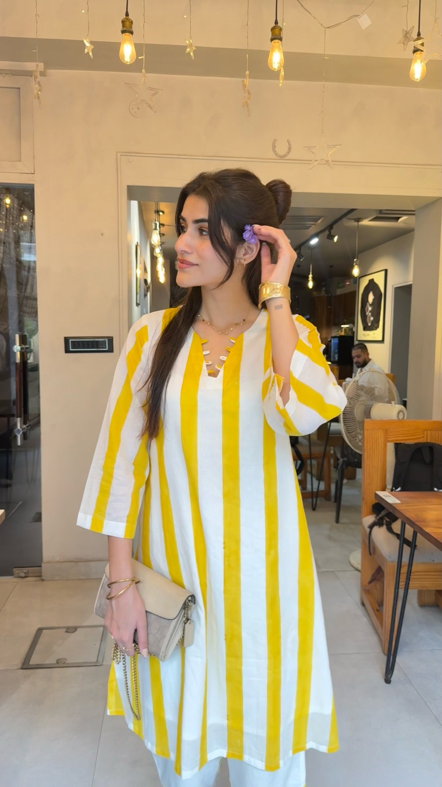 Yellow Palm Kurta Set