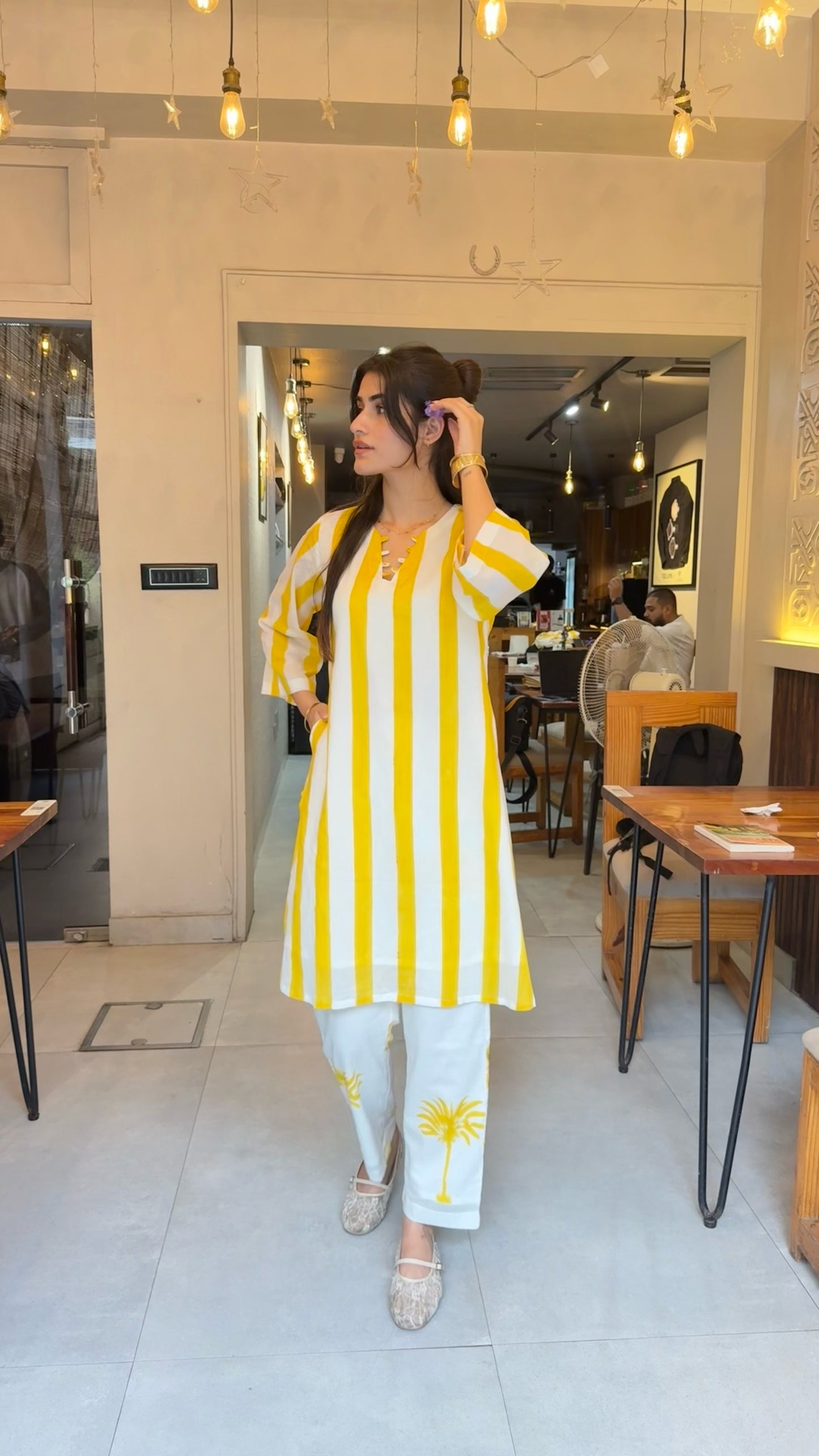 Yellow Palm Kurta Set
