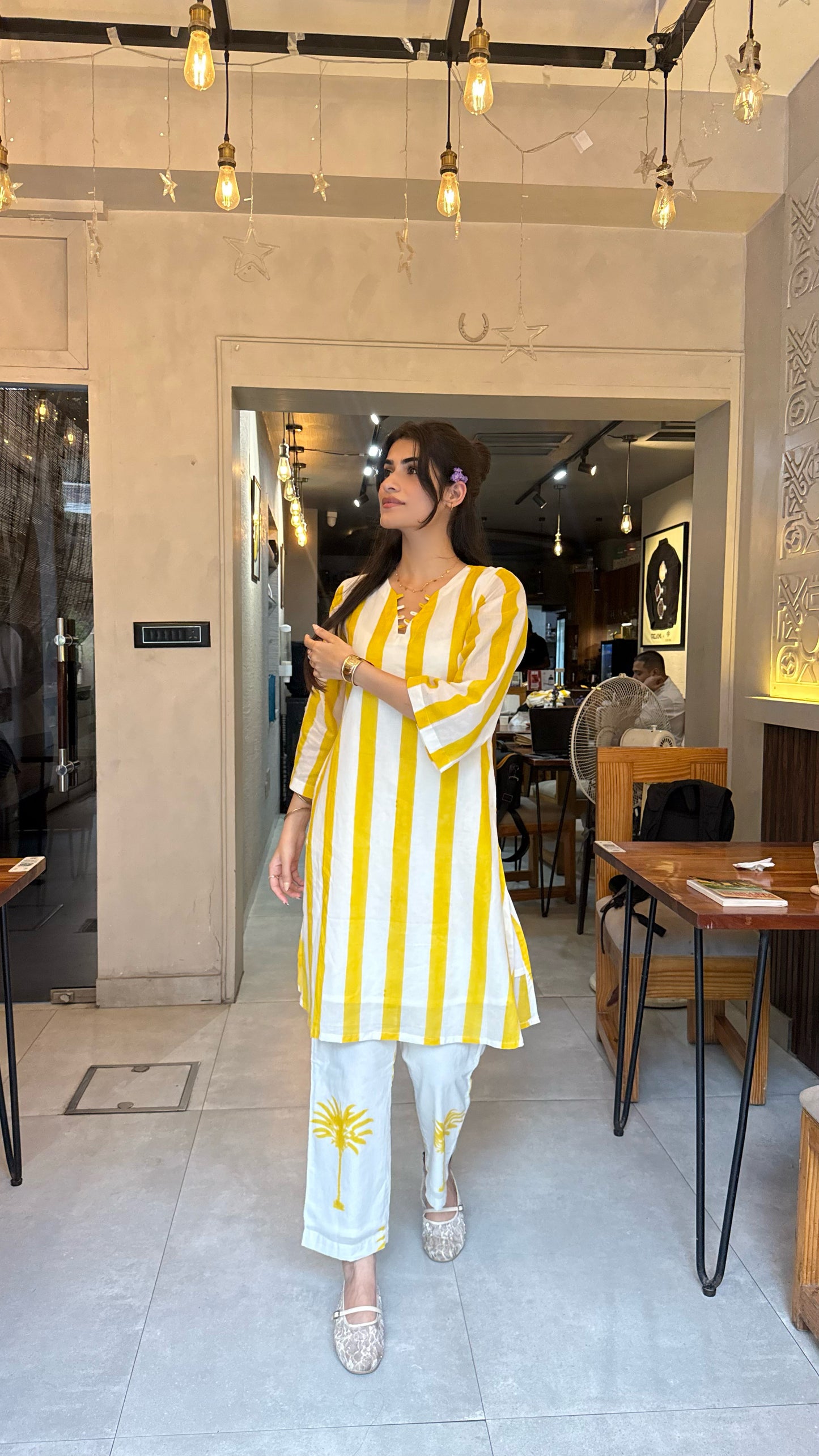 Yellow Palm Kurta Set