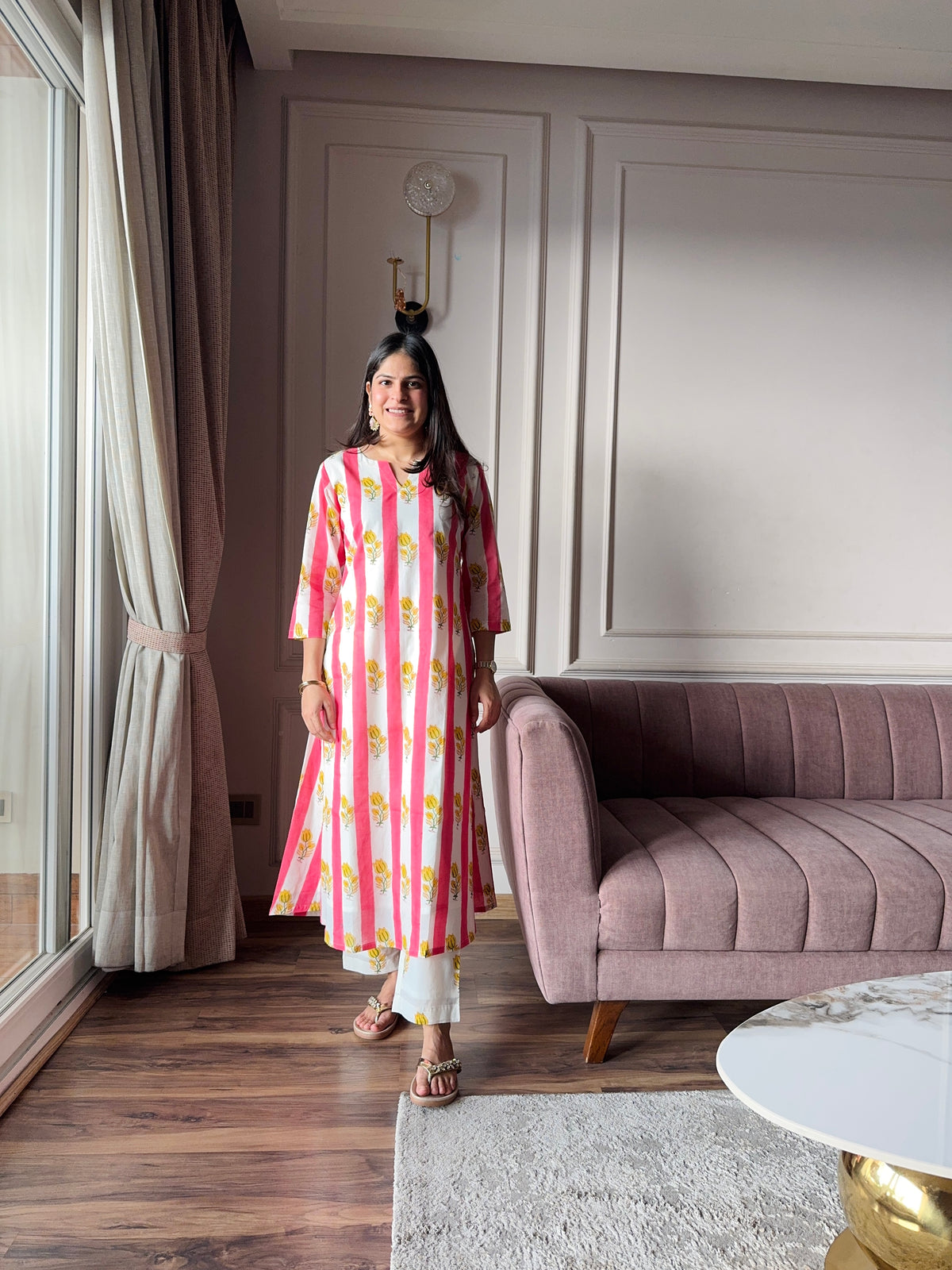 Gulnaar - Pink and Yellow Kurta
