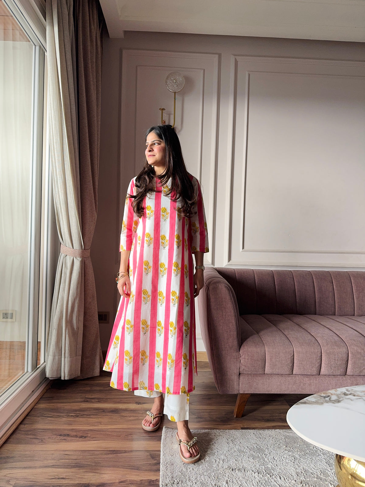Gulnaar - Pink and Yellow Kurta