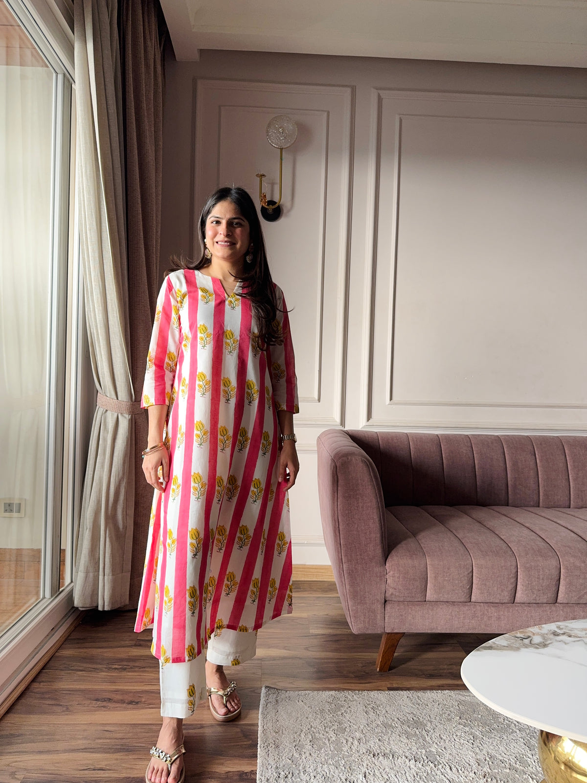 Gulnaar - Pink and Yellow Kurta