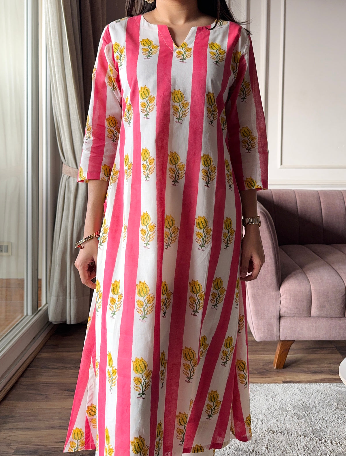 Gulnaar - Pink and Yellow Kurta