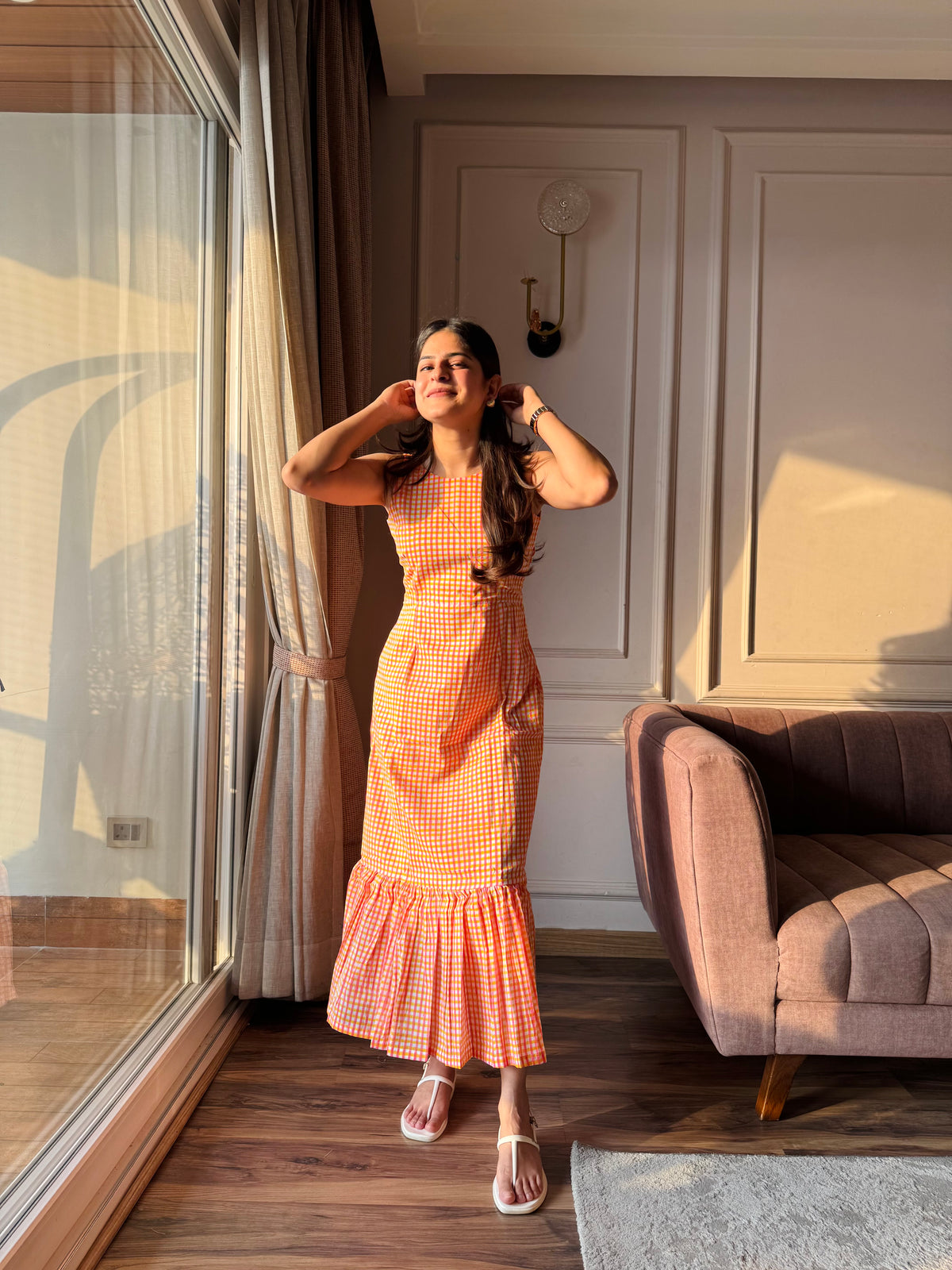 Orange Crush - Orange Gingham Dress