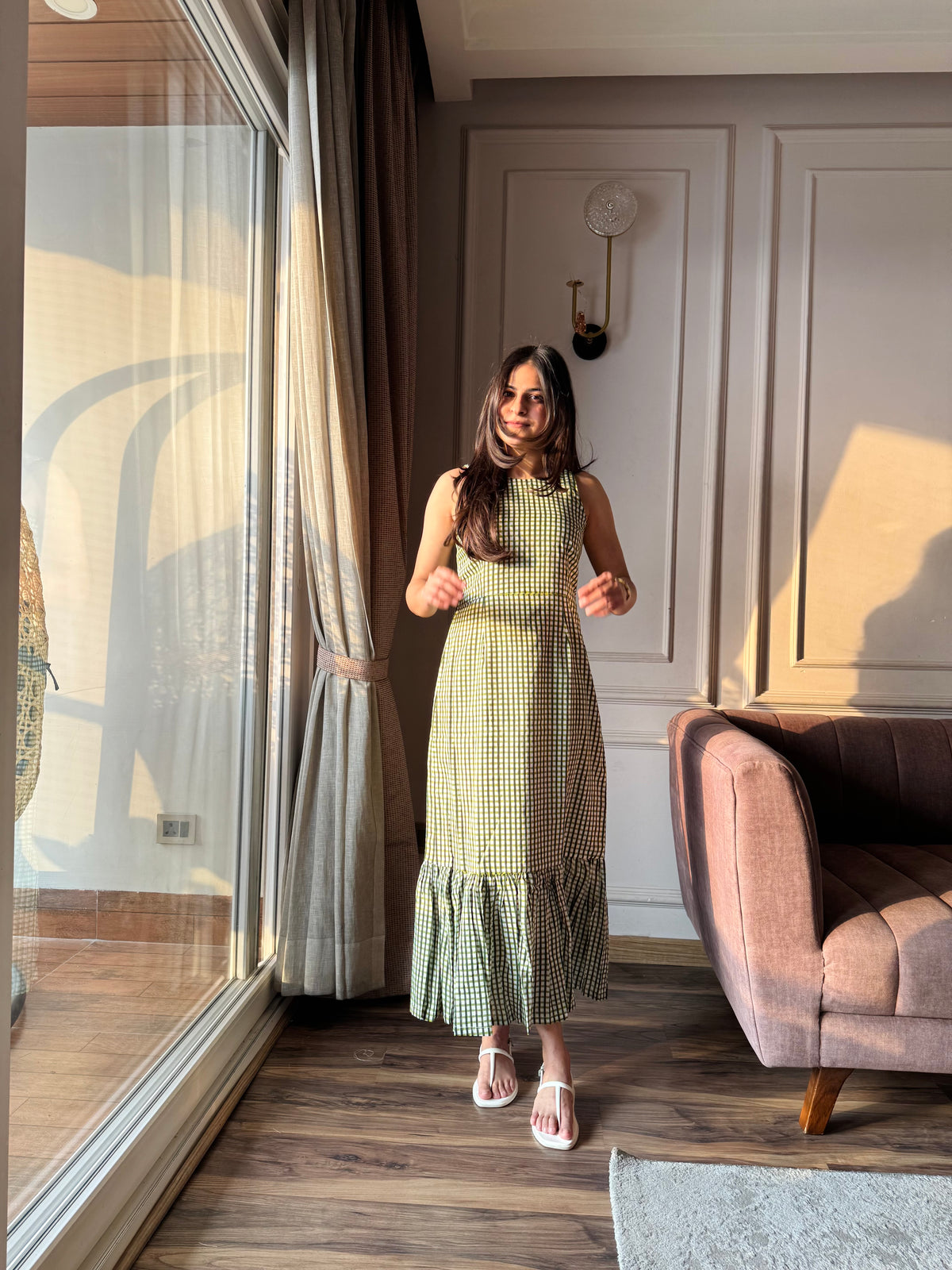 Matcha - Green Gingham Dress