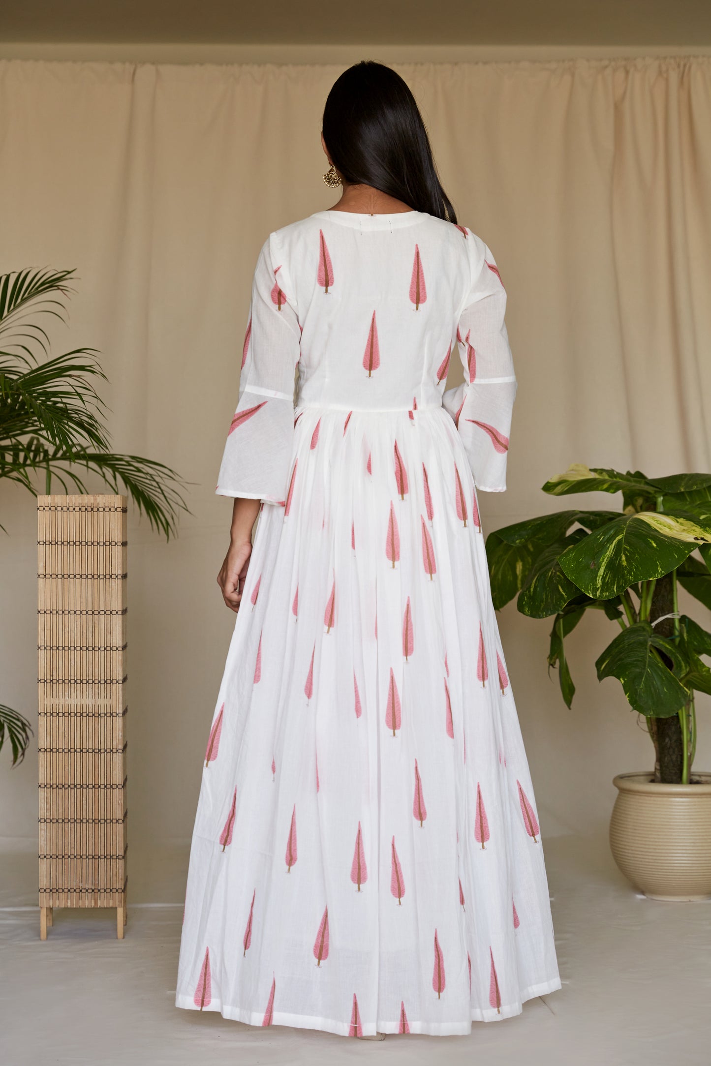 Pink Cypress Blockprint Angrakha Suit