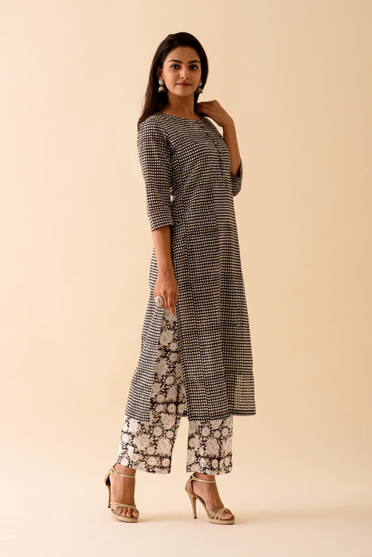 Black BlockPrint Kurta - 3XL