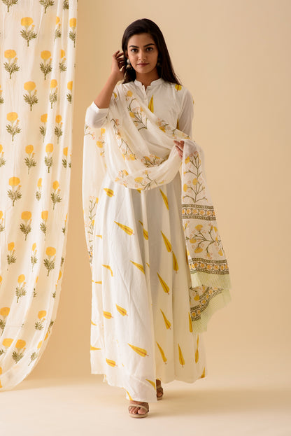 Yellow Cypress Anarkali Suit Set