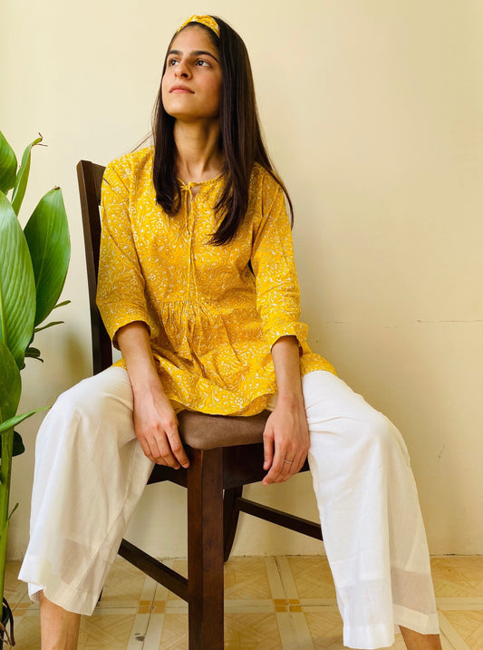 Yellow Jhaal Pyjama Set - Set of 2