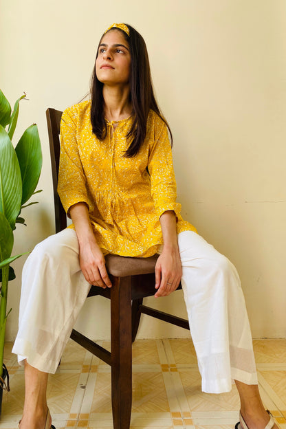 Yellow Jhaal Pyjama Set - Set of 2