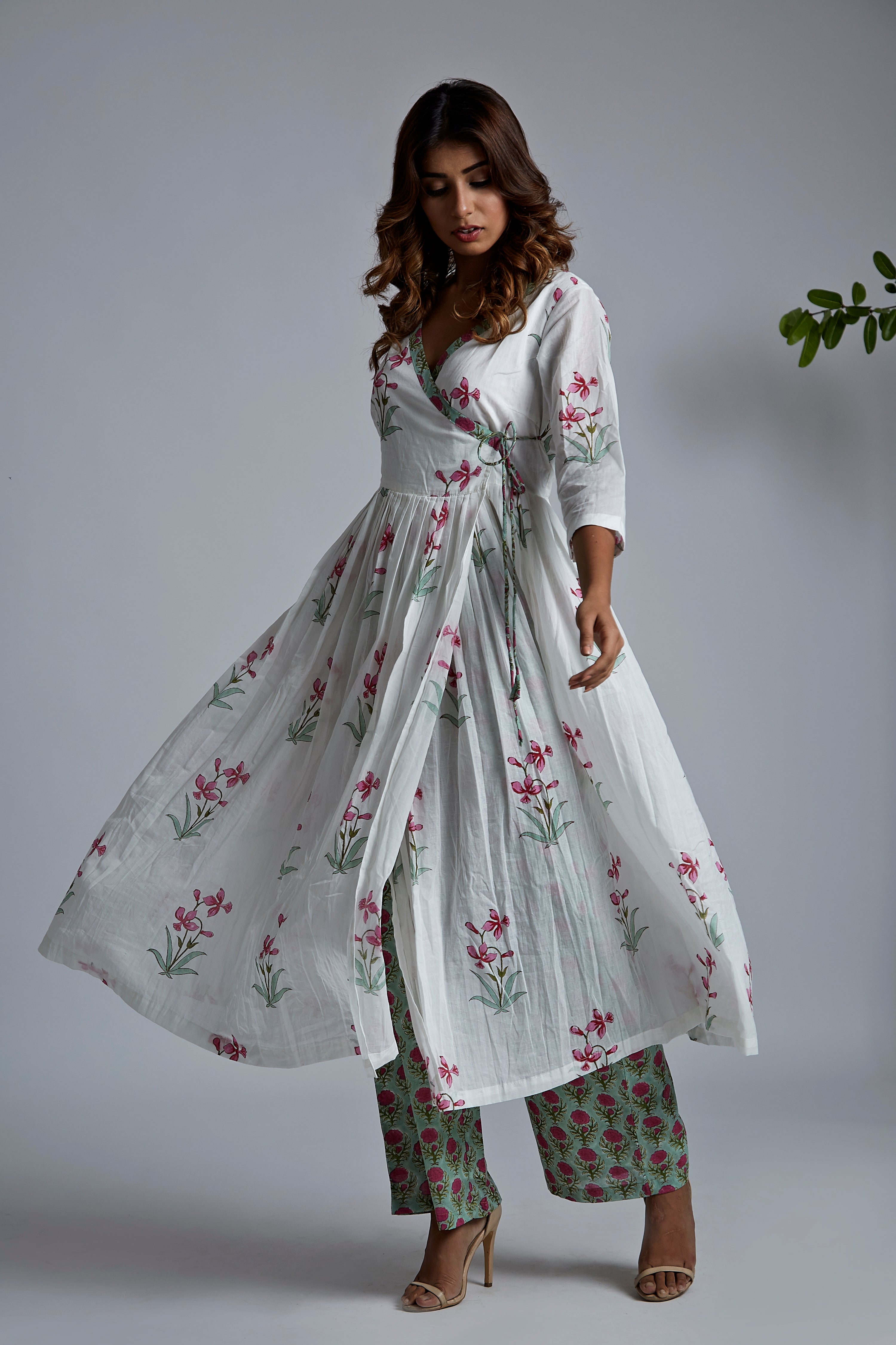 Buy Mossaya Women's Premium Designer, Black, Cotton Silk, long, Angrakha  Style Kurti Dress set at Amazon.in