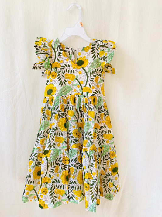 Lemon Garden Mini Flora Tiered Dress
