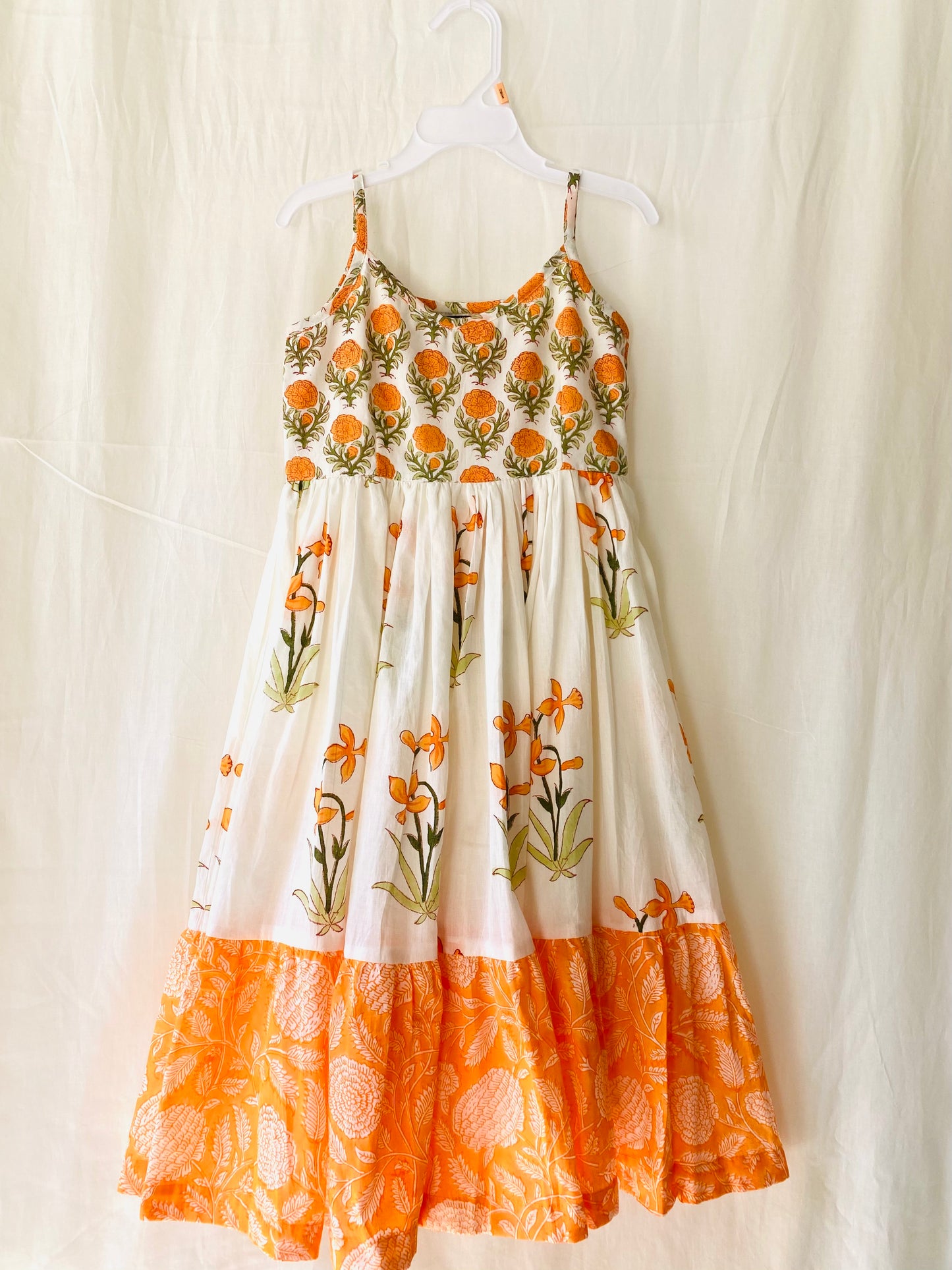 Tangerine Mini Flora Tiered Dress