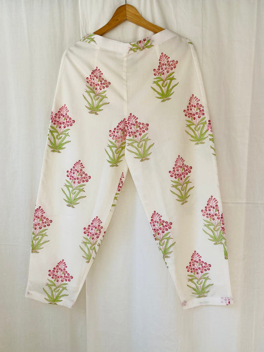 Pink Cherry Blossom Blockprinted Pants
