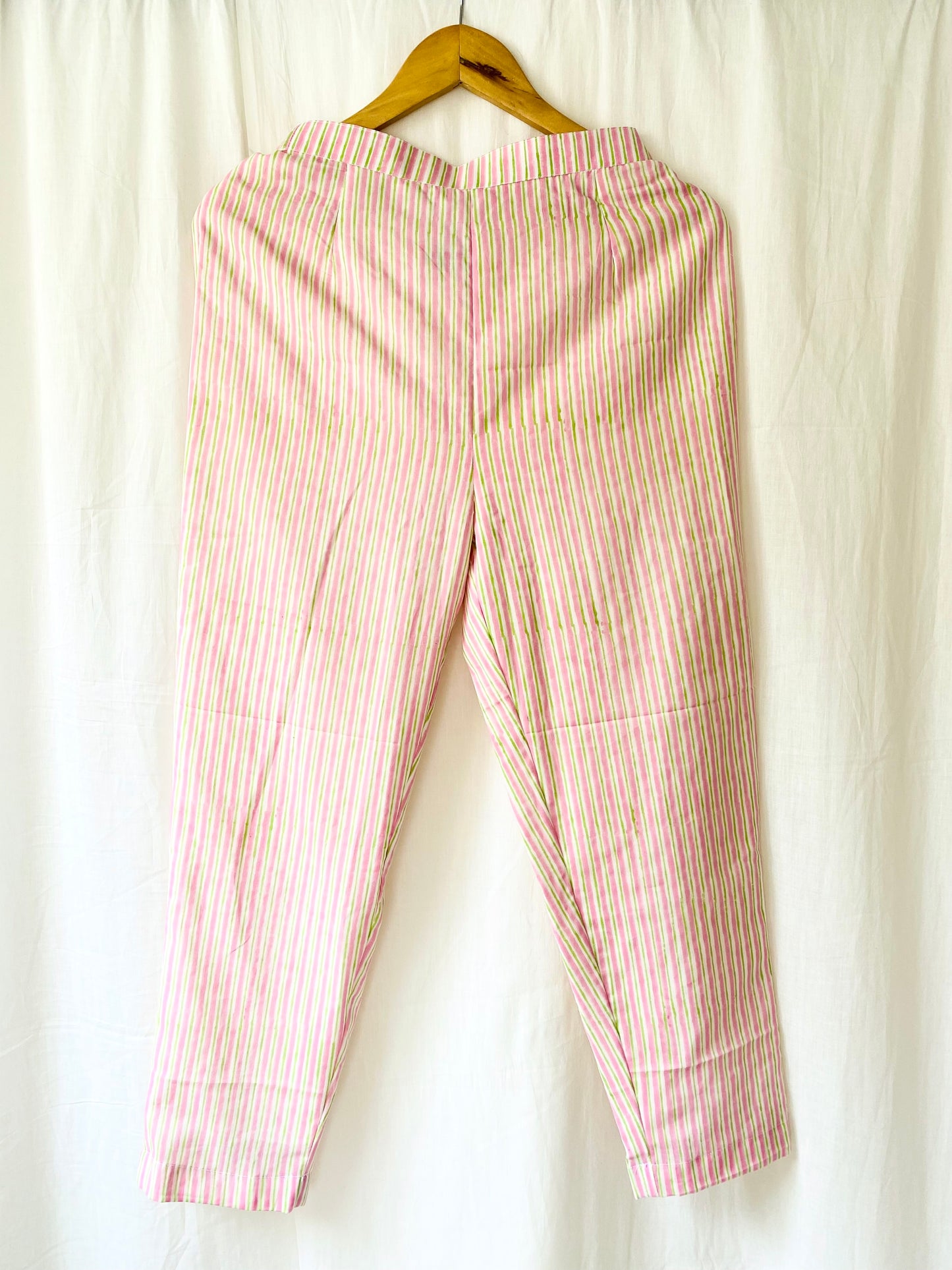 Pink Striped Blockprint Pants