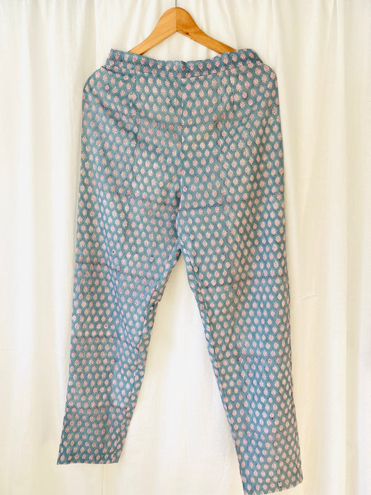 Blue Blockprinted Pants